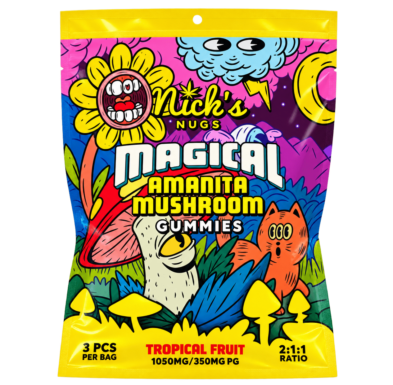 Nick's Nugs Magical Amanita Mushroom Gummies – Tropical Fruit (3 Count)